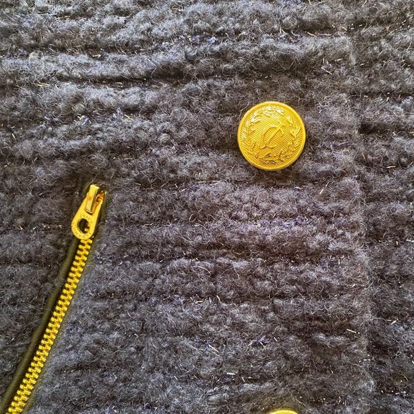 GIRLS JUICY COUTURE BOUCLE WOOL-BLEND JACKET SZ 10 NAVY/BLACK WITH GOLD DETAIL - Picture 9 of 16